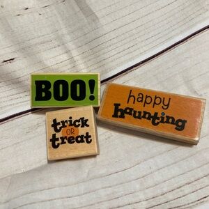 3 Halloween rubber stamps-Boo Trick or Treat